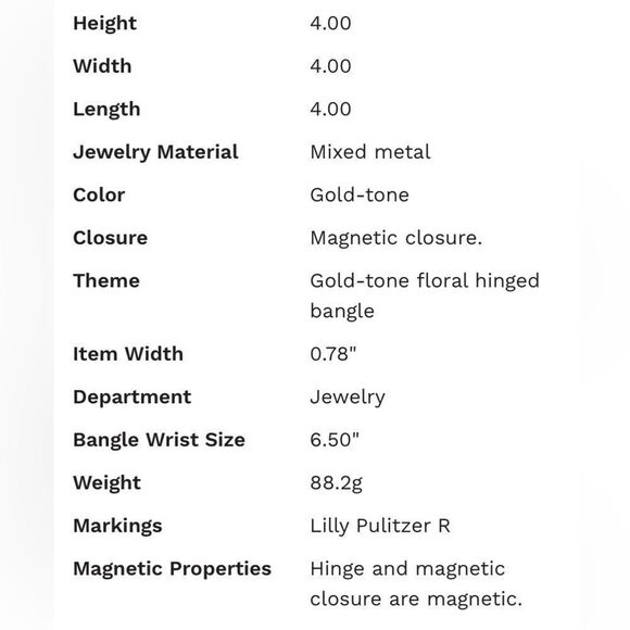 Lilly Pulitzer NWT Gold Tone Floral Hinged Bangle Bracelet - Picture 3 of 11